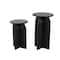 Black Wood Art Deco Carved Arched Pedestal Accent Table Set